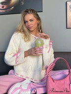 Casual Cozy Heart Print Loose O-neck Long Sleeve Stylish Warm Sweater image 5