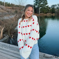Casual Cozy Heart Print Loose O-neck Long Sleeve Stylish Warm Sweater image 7