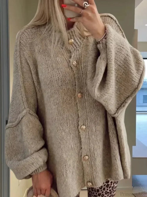 Casual Cozy Loose O-neck Elegant Solid Comfortable Lantern Sleeve Stylish Sweater image 2