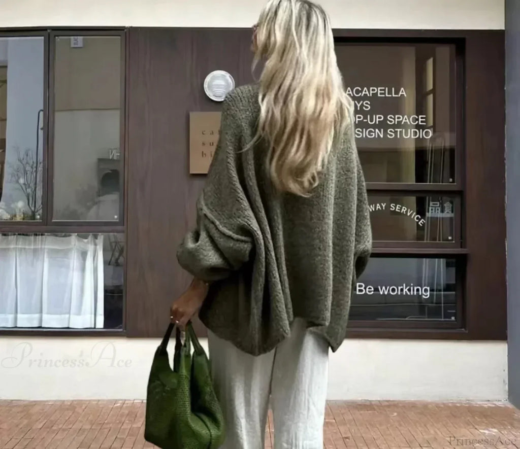 Casual Cozy Loose O-neck Elegant Solid Comfortable Lantern Sleeve Stylish Sweater image 6