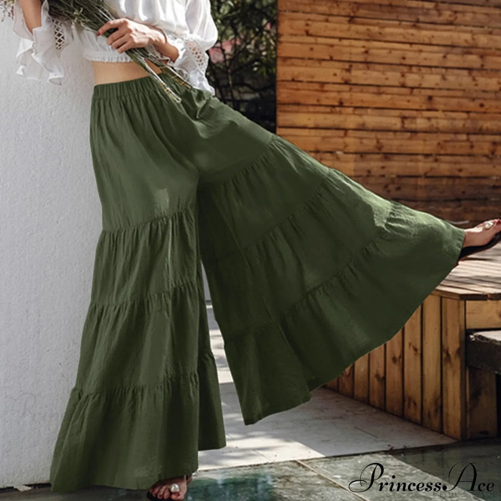 Casual Elastic Waist Long Solid Pants image 1