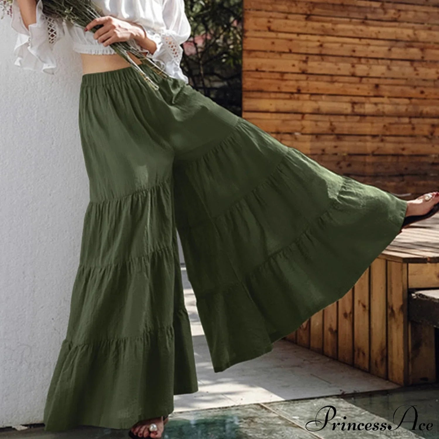 Casual Elastic Waist Long Solid Pants image 1