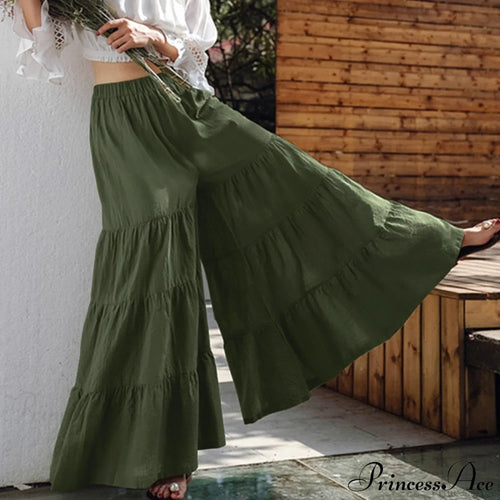 Casual Elastic Waist Long Solid Pants image 1