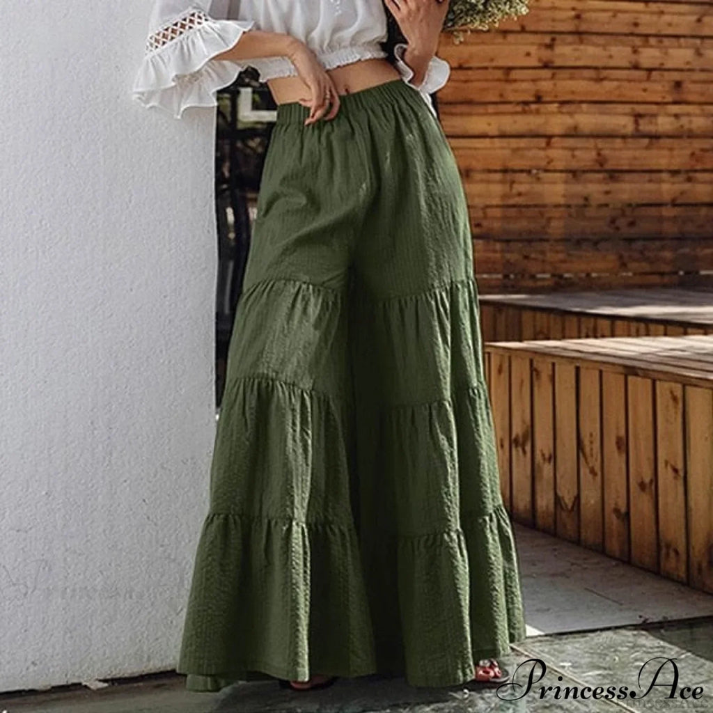 Casual Elastic Waist Long Solid Pants image 3