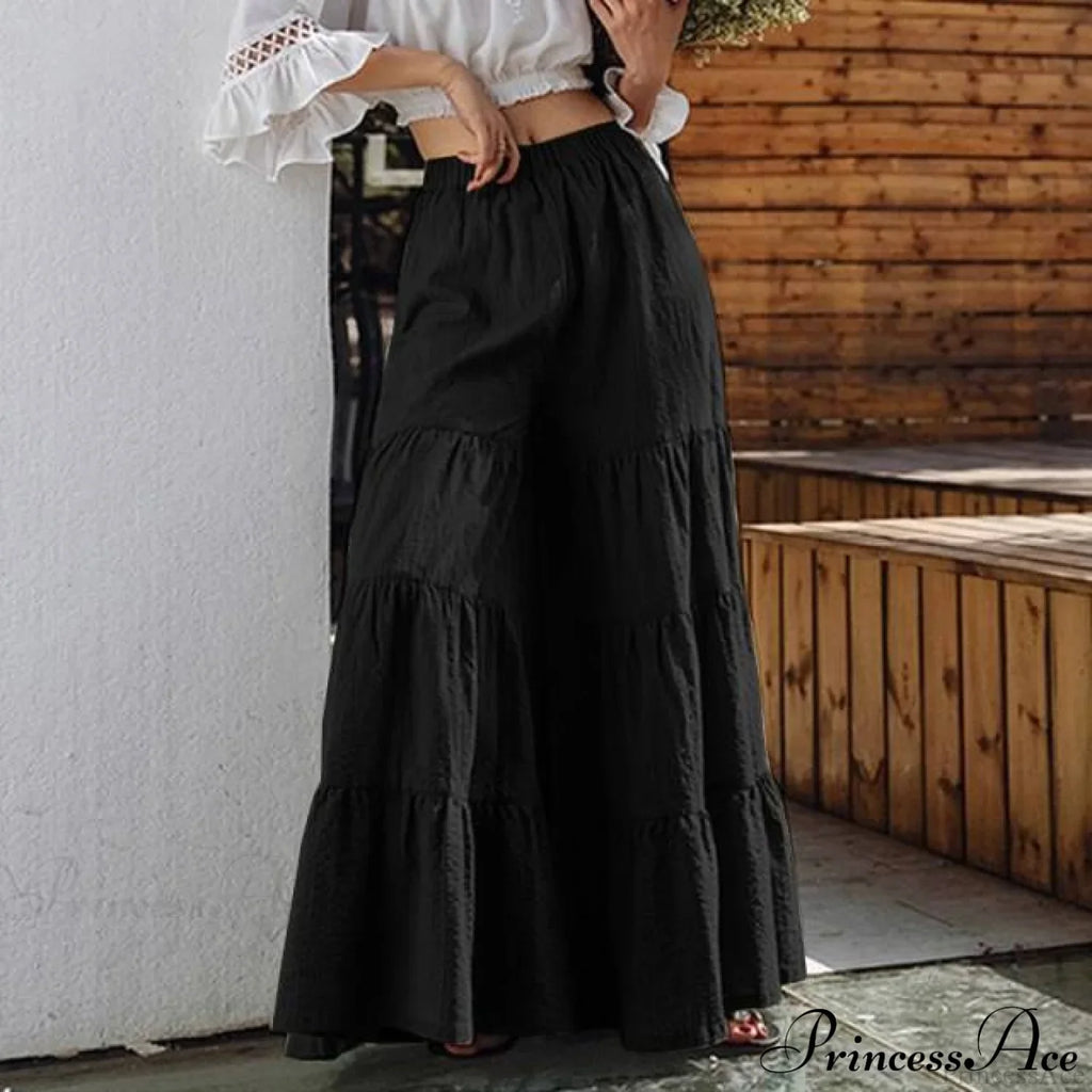 Casual Elastic Waist Long Solid Pants image 6