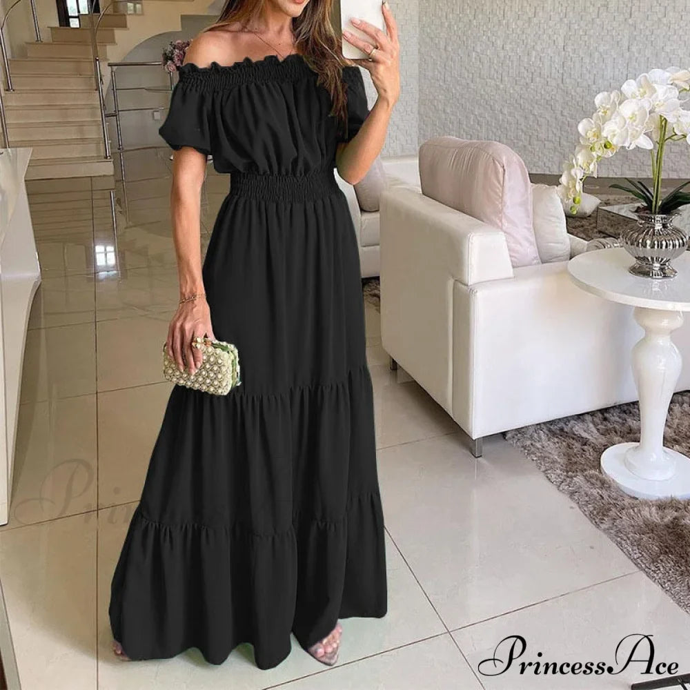 Casual Elegant Ruffle Halter Sleeveless Classic Female Party Outfits Beach Maxi Dress image 17