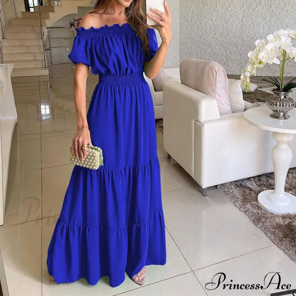 Casual Elegant Ruffle Halter Sleeveless Classic Female Party Outfits Beach Maxi Dress image 14