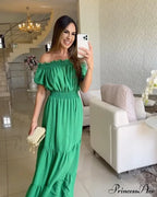 Casual Elegant Ruffle Halter Sleeveless Classic Female Party Outfits Beach Maxi Dress image 13