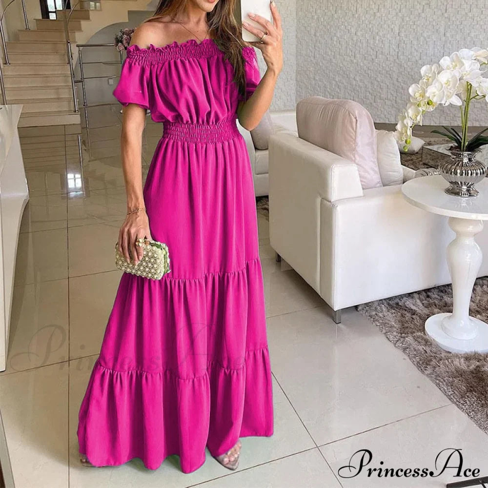 Casual Elegant Ruffle Halter Sleeveless Classic Female Party Outfits Beach Maxi Dress image 19