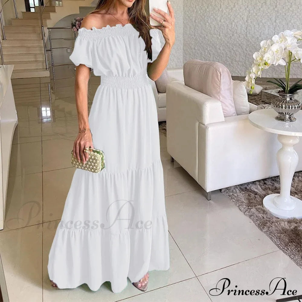 Casual Elegant Ruffle Halter Sleeveless Classic Female Party Outfits Beach Maxi Dress image 15