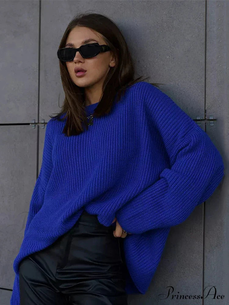 Casual Elegant Striped Cozy Oversize Autumnal Gray Fashionable Sweater image 5