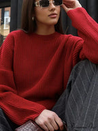 Casual Elegant Striped Cozy Oversize Autumnal Gray Fashionable Sweater image 4