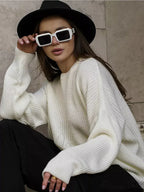 Casual Elegant Striped Cozy Oversize Autumnal Gray Fashionable Sweater image 2