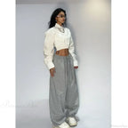 Casual Gray Wide Leg Sweatpants Pants image 4
