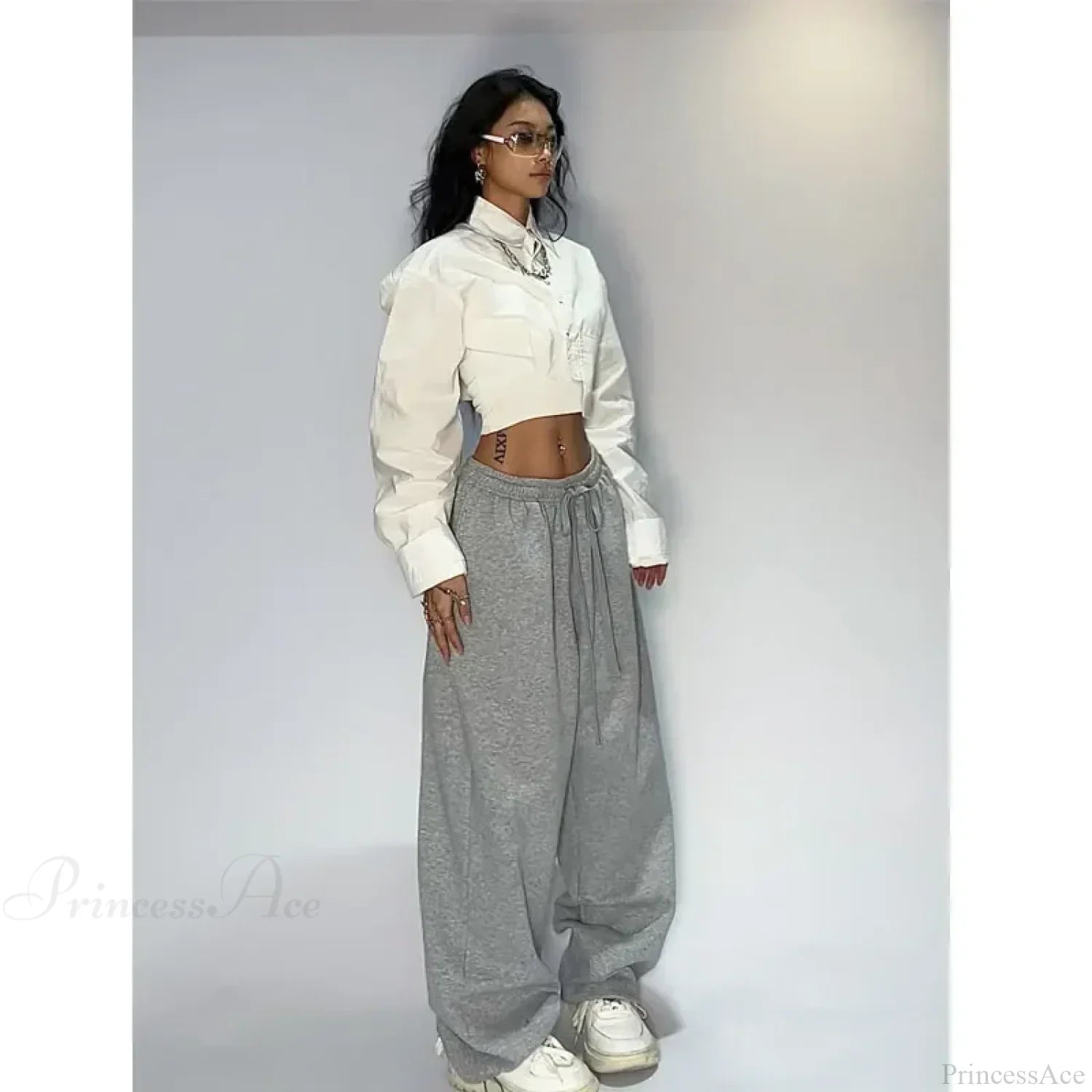 Casual Gray Wide Leg Sweatpants Pants image 4