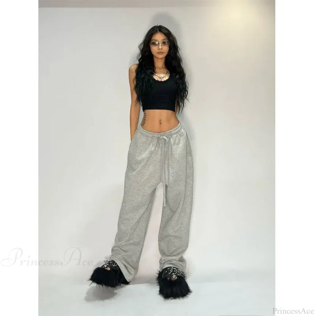 Casual Gray Wide Leg Sweatpants Pants image 6
