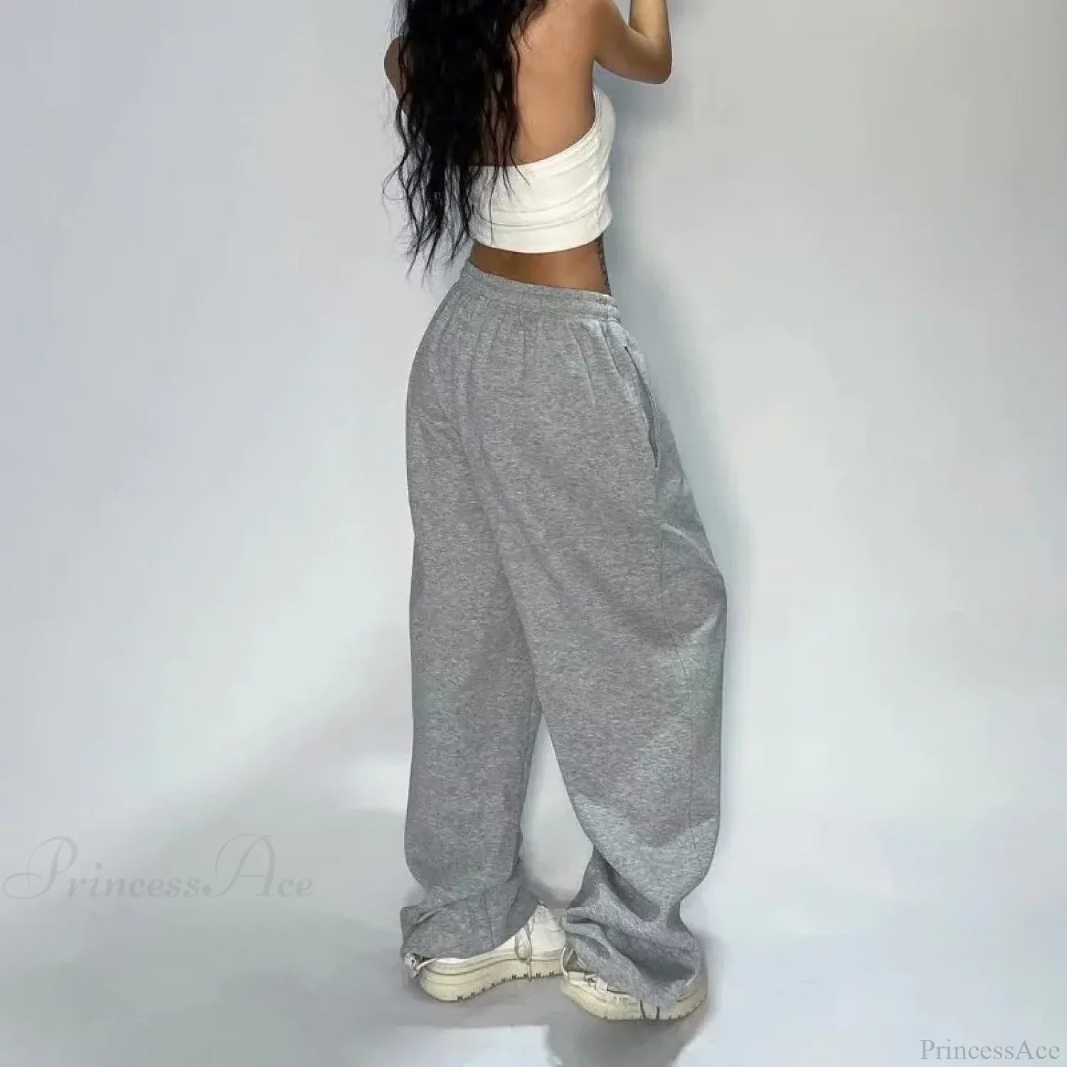 Casual Gray Wide Leg Sweatpants Pants image 2