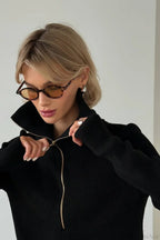 Casual Half-Zip Fitted Knit Long Sleeve Tee image 6