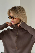 Casual Half-Zip Fitted Knit Long Sleeve Tee image 3