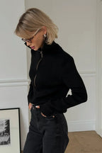 Casual Half-Zip Fitted Knit Long Sleeve Tee image 8