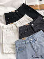 Casual High Waist Denim Shorts image 8