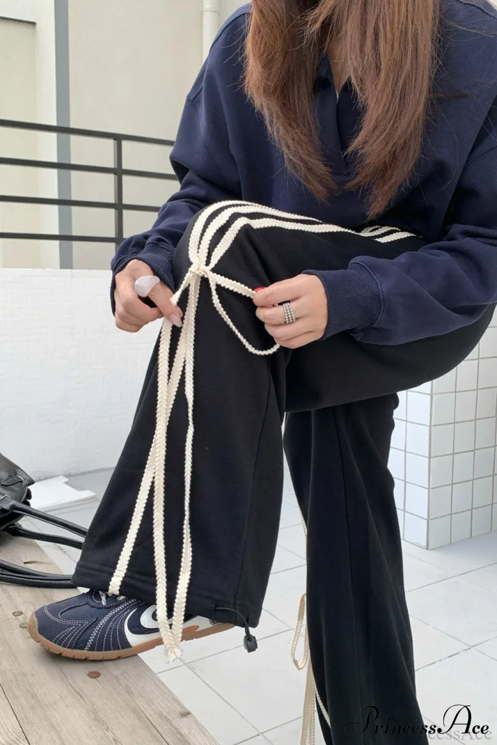 Casual High Waist Wide Leg Asymmetrical Pocket Pants image 4