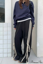 Casual High Waist Wide Leg Asymmetrical Pocket Pants image 1