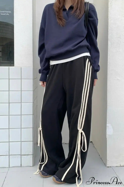 Casual High Waist Wide Leg Asymmetrical Pocket Pants image 1