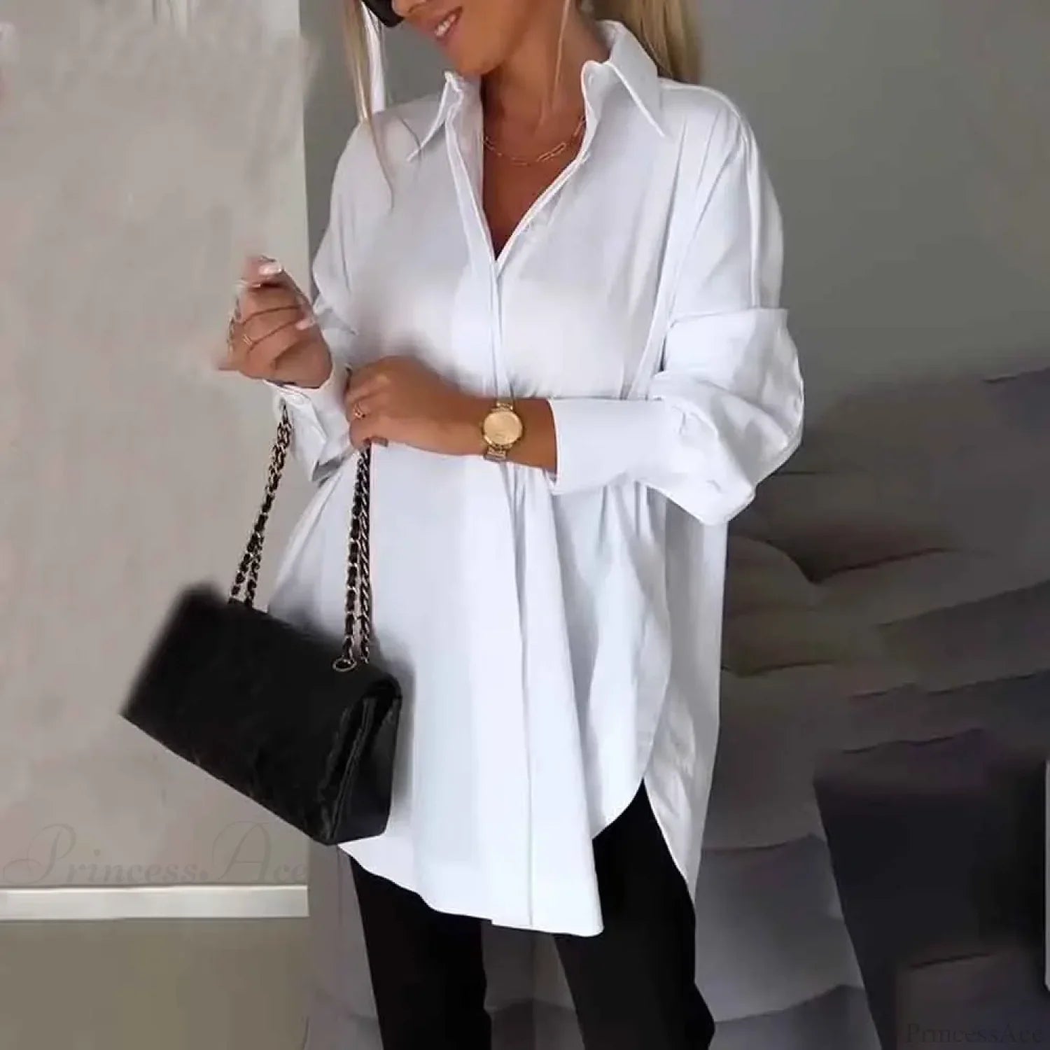Casual Irregular Pullover Long Sleeve Blouse image 1
