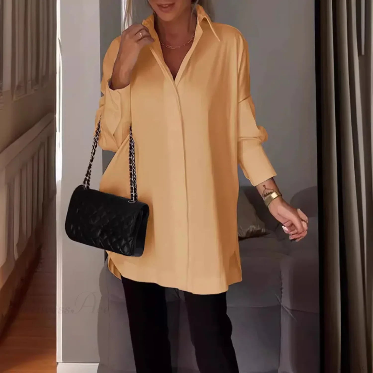 Casual Irregular Pullover Long Sleeve Blouse image 5