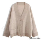 Casual Knitted Cardigan Oversize Button Front Contrast Stripe Cardigan image 8