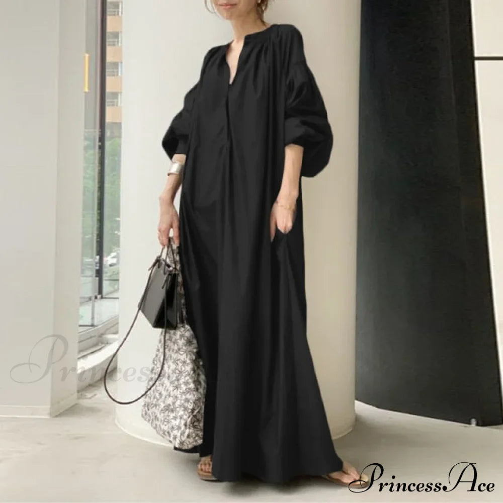 Casual Lantern Sleeve Maxi Sundress image 4