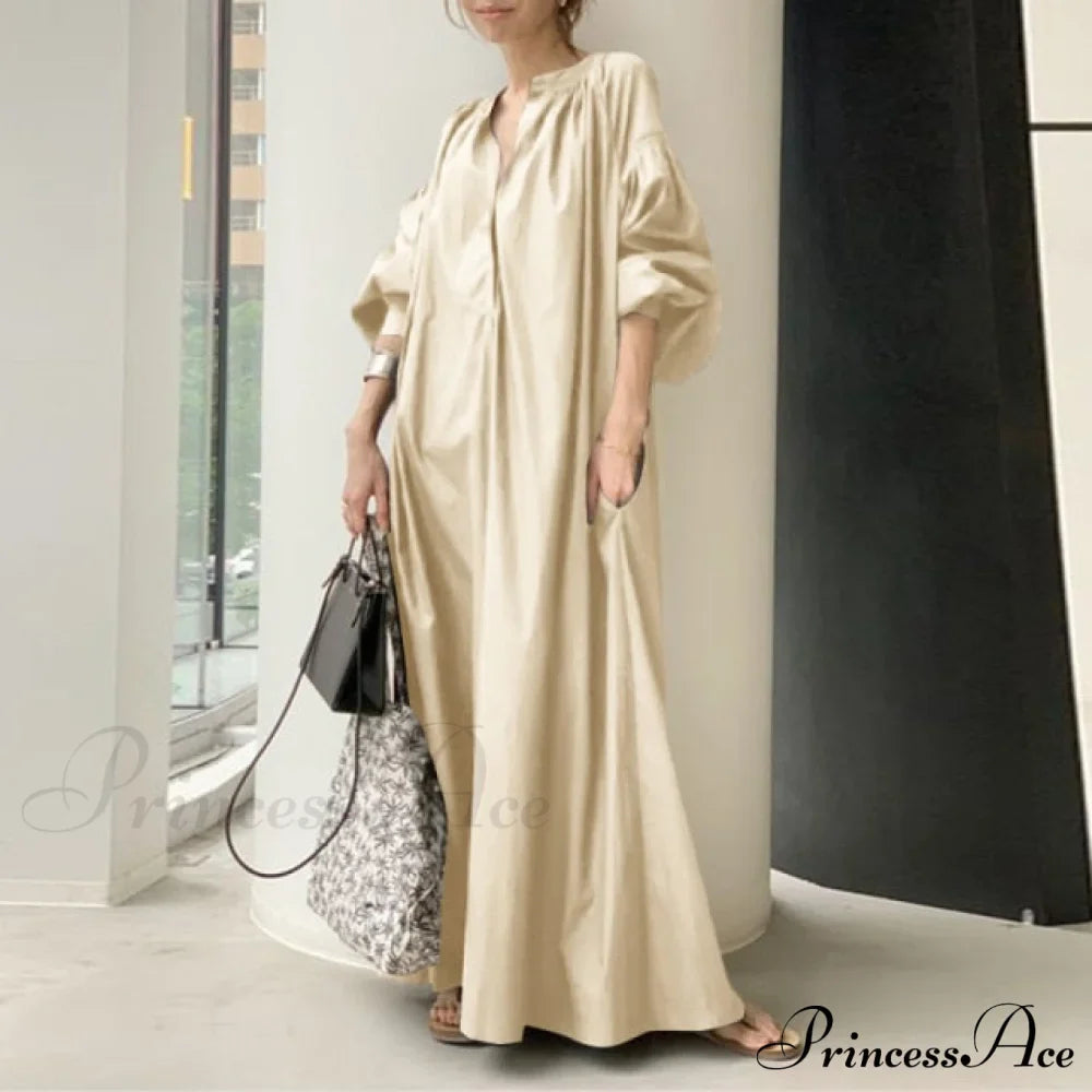 Casual Lantern Sleeve Maxi Sundress image 1