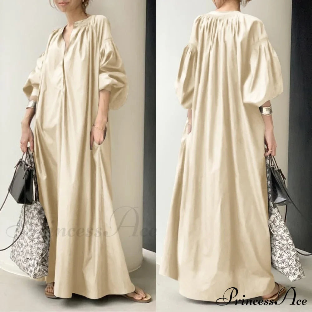 Casual Lantern Sleeve Maxi Sundress image 2
