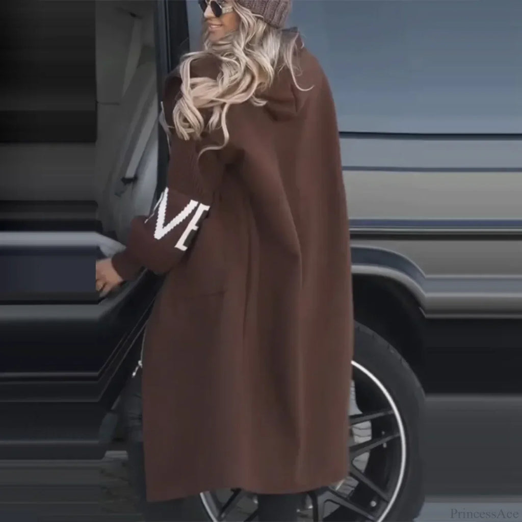 Casual Long Patchwork Lace-Up Overcoat image 4