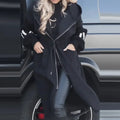 Casual Long Patchwork Lace-Up Overcoat image 5