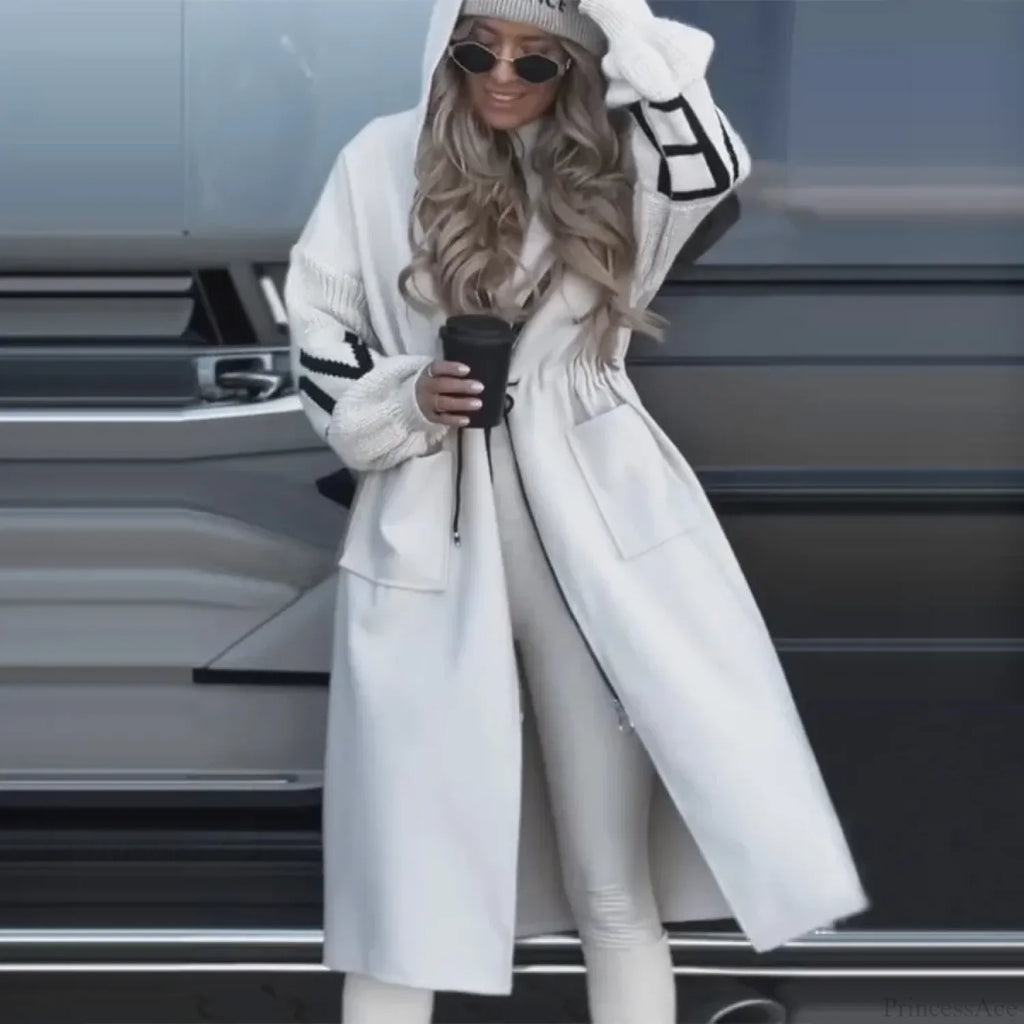 Casual Long Patchwork Lace-Up Overcoat image 1