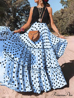 Casual Long Polka Charming Dot Printed Halter Skirt image 5