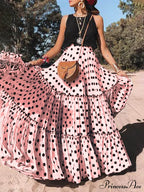 Casual Long Polka Charming Dot Printed Halter Skirt image 2