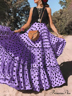 Casual Long Polka Charming Dot Printed Halter Skirt image 4