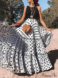 Casual Long Polka Charming Dot Printed Halter Skirt image 1