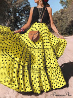 Casual Long Polka Charming Dot Printed Halter Skirt image 3