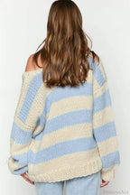 Casual Loose Off-Shoulder Striped Sweet Sweater image 9