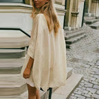 Casual Loose White Button-up Half Sleeve Blouse image 6