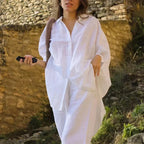 Casual Loose White Button-up Half Sleeve Blouse image 3