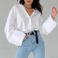Casual Loose White Shirt Autumn Blouse image 2