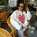 Casual Love Print O-neck Long Sleeve Sweater image 4