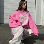 Casual Love Print O-neck Long Sleeve Sweater image 2