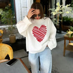 Casual Love Print O-neck Long Sleeve Sweater image 5