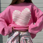 Casual Love Print O-neck Long Sleeve Sweater image 3